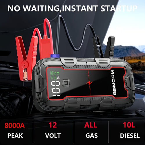 12V Car Jump Starter 8000A Peak Auto Battery Booster Pack, 26800/21800/12800 Mah Power Bank, Lithium Jump Box With LED Light LCD Screen (Up To All Gas Or 10.0L Diesel Engine)