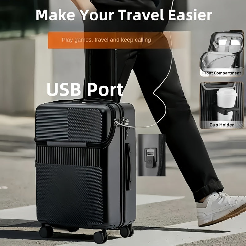 20"/24"/26" Lightweight Rolling Luggage with TSA Lock & Dual Spinner Wheels - Hard Shell ABS Suitcase, Large Capacity Travel Boarding Case for Daily Use, Black and White Options, Travel Luggage | Modern Suitcase | Hard Shell Suitcase, Luggage for Travel