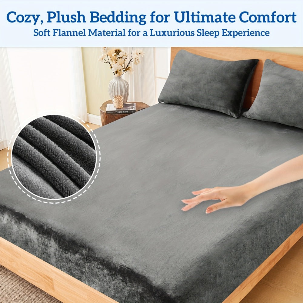 Fleece Bed Sheet Set – 40cm Deep-Pocket Bedding – alternate design view