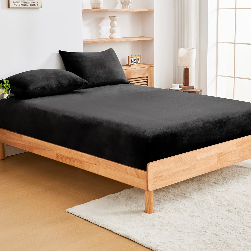 Fleece Bed Sheet Set – 40cm Deep-Pocket Bedding – feature reference