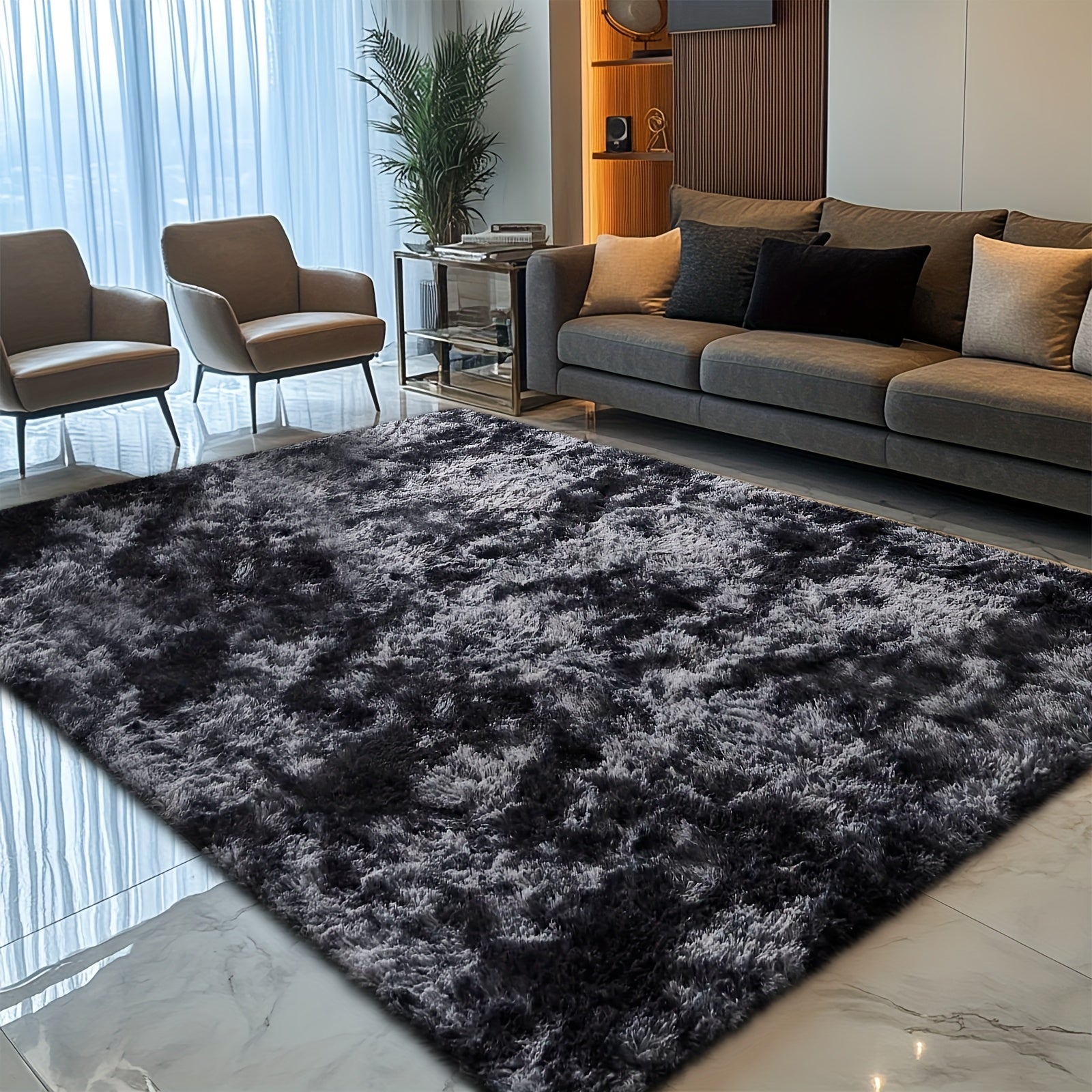 Washable Grey Shag Area Rug product detail 2