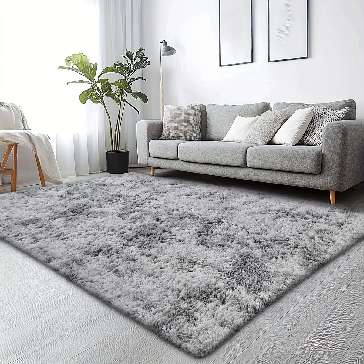 Washable Grey Shag Area Rug product detail 5