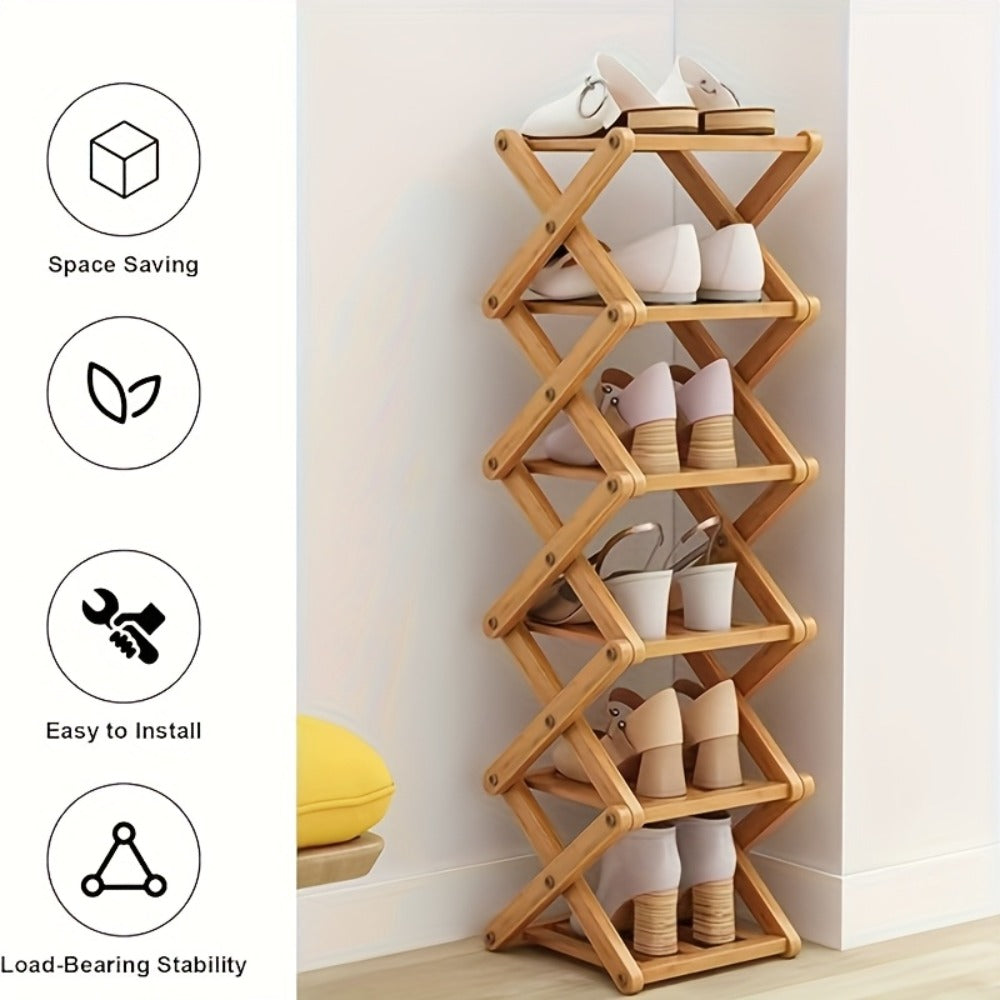 Foldable Bamboo Freestanding Shoe Rack product detail 2