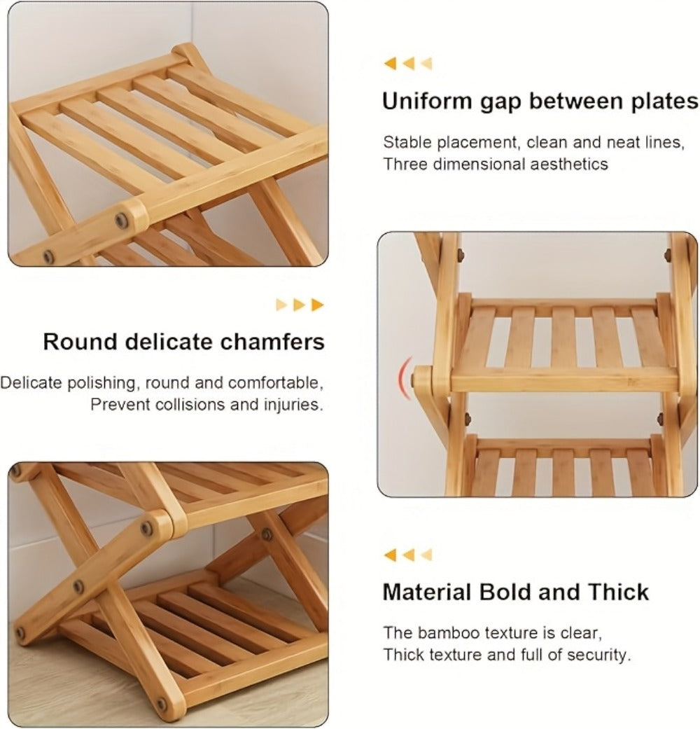 Foldable Bamboo Freestanding Shoe Rack product detail 7