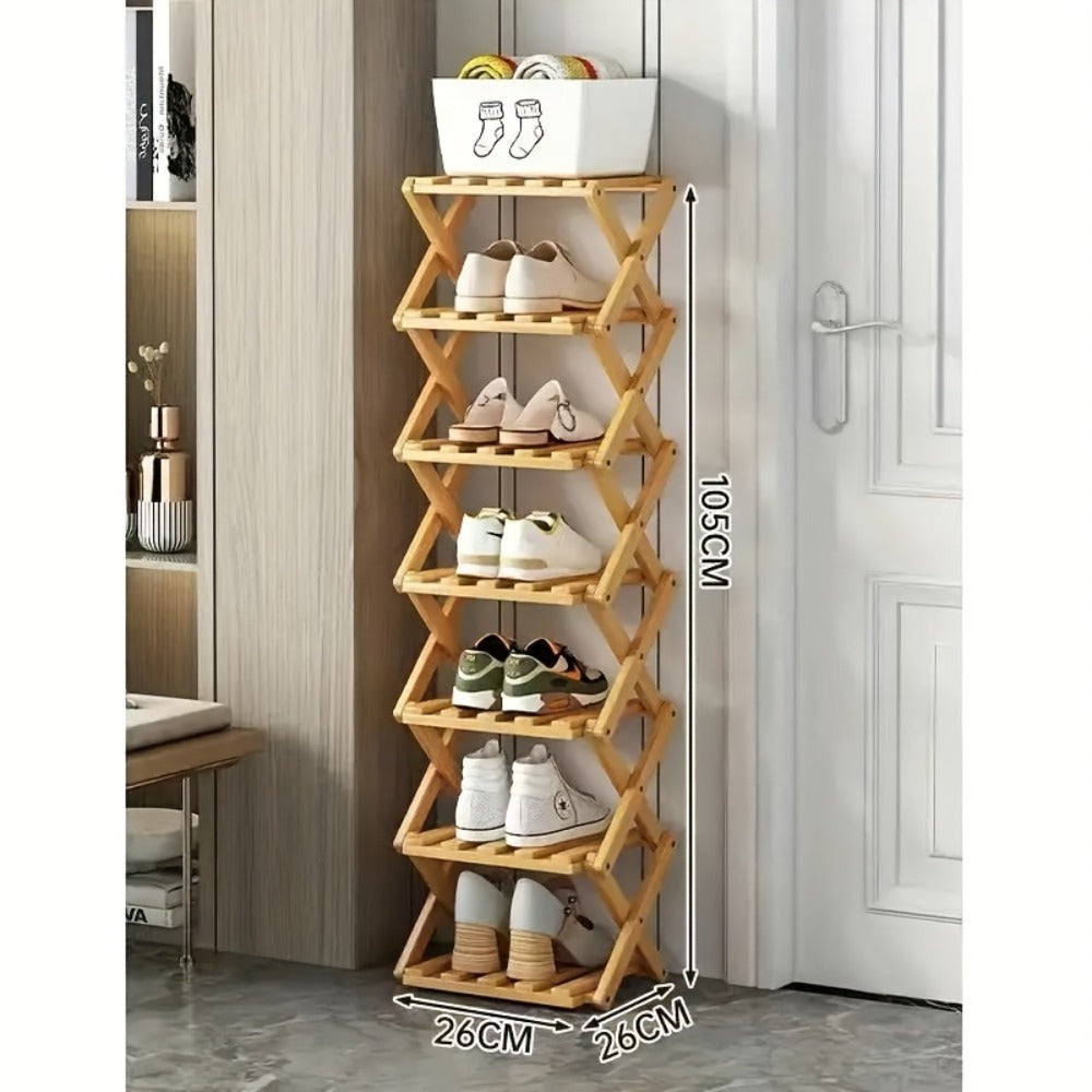 Foldable Bamboo Freestanding Shoe Rack product detail 4