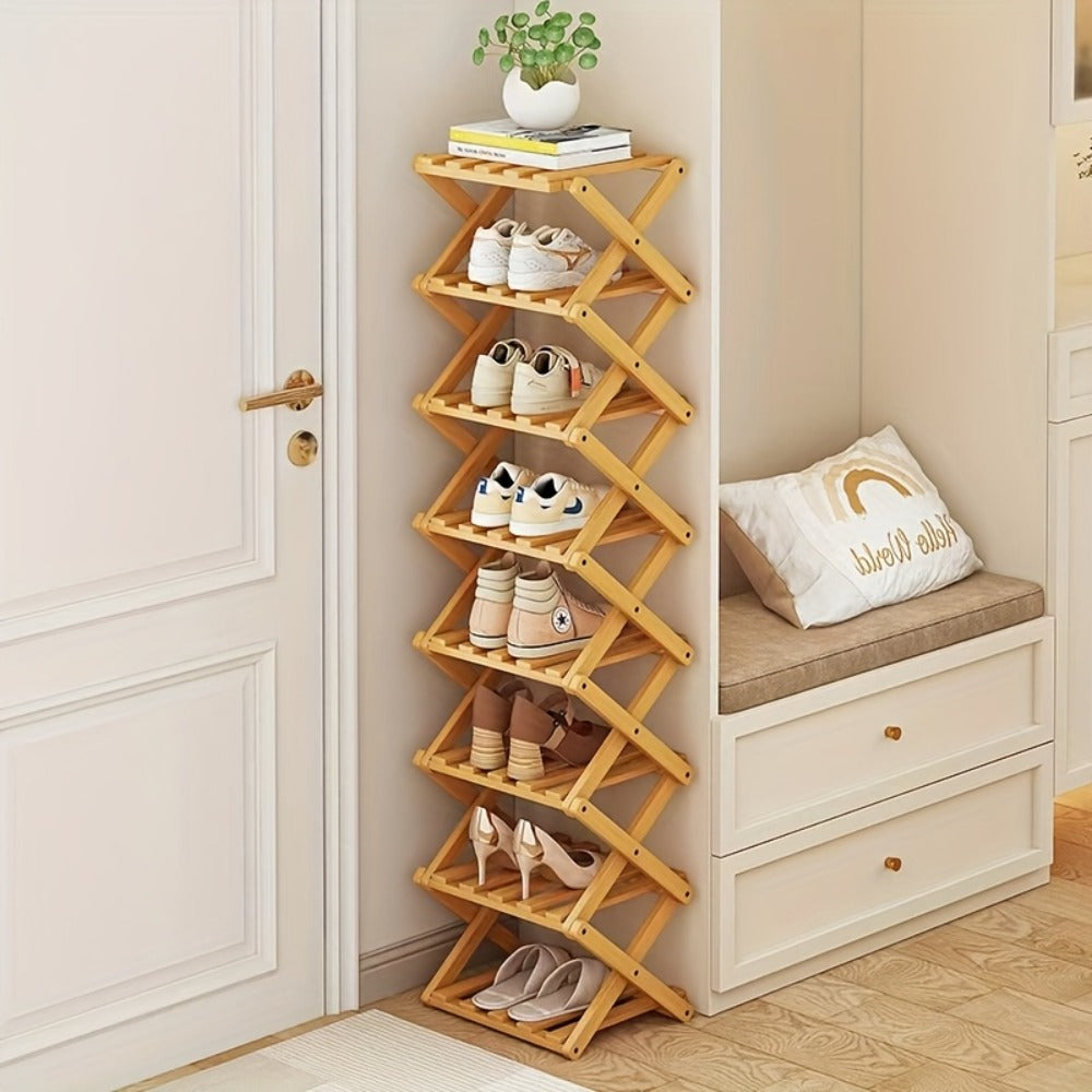 Foldable Bamboo Freestanding Shoe Rack for organised Australian homes