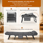 Folding Camping Cot with Mattress – 6-Position Backrest – alternate design view