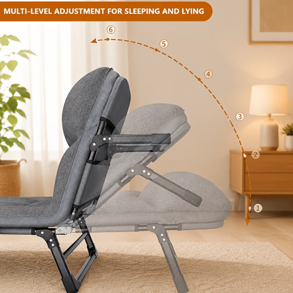 Folding Camping Cot with Mattress – 6-Position Backrest – feature reference