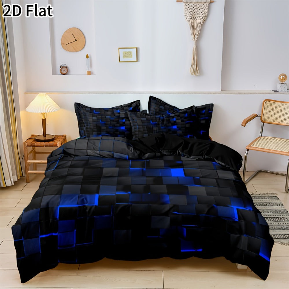 Gaming Plaid Duvet Cover Set – 3-Piece Printed Bedroom Bedding – additional product view 13