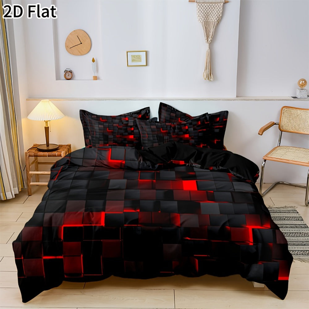 Gaming Plaid Duvet Cover Set – 3-Piece Printed Bedroom Bedding – additional product view 16