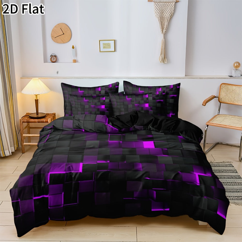 Gaming Plaid Duvet Cover Set – 3-Piece Printed Bedroom Bedding – additional product view 17