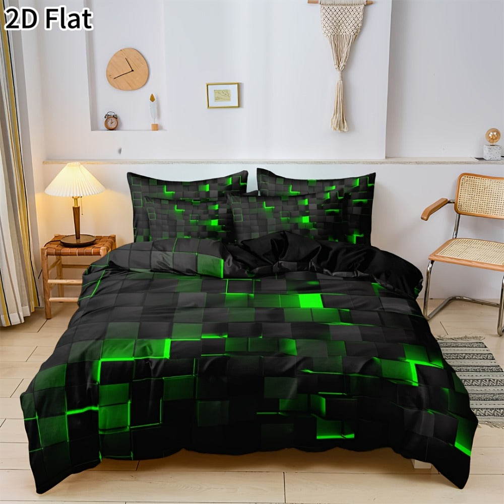 Gaming Plaid Duvet Cover Set – 3-Piece Printed Bedroom Bedding – additional product view 18