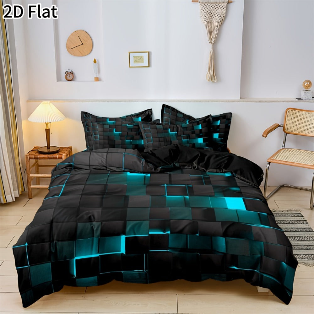 Gaming Plaid Duvet Cover Set – 3-Piece Printed Bedroom Bedding – additional product view 21