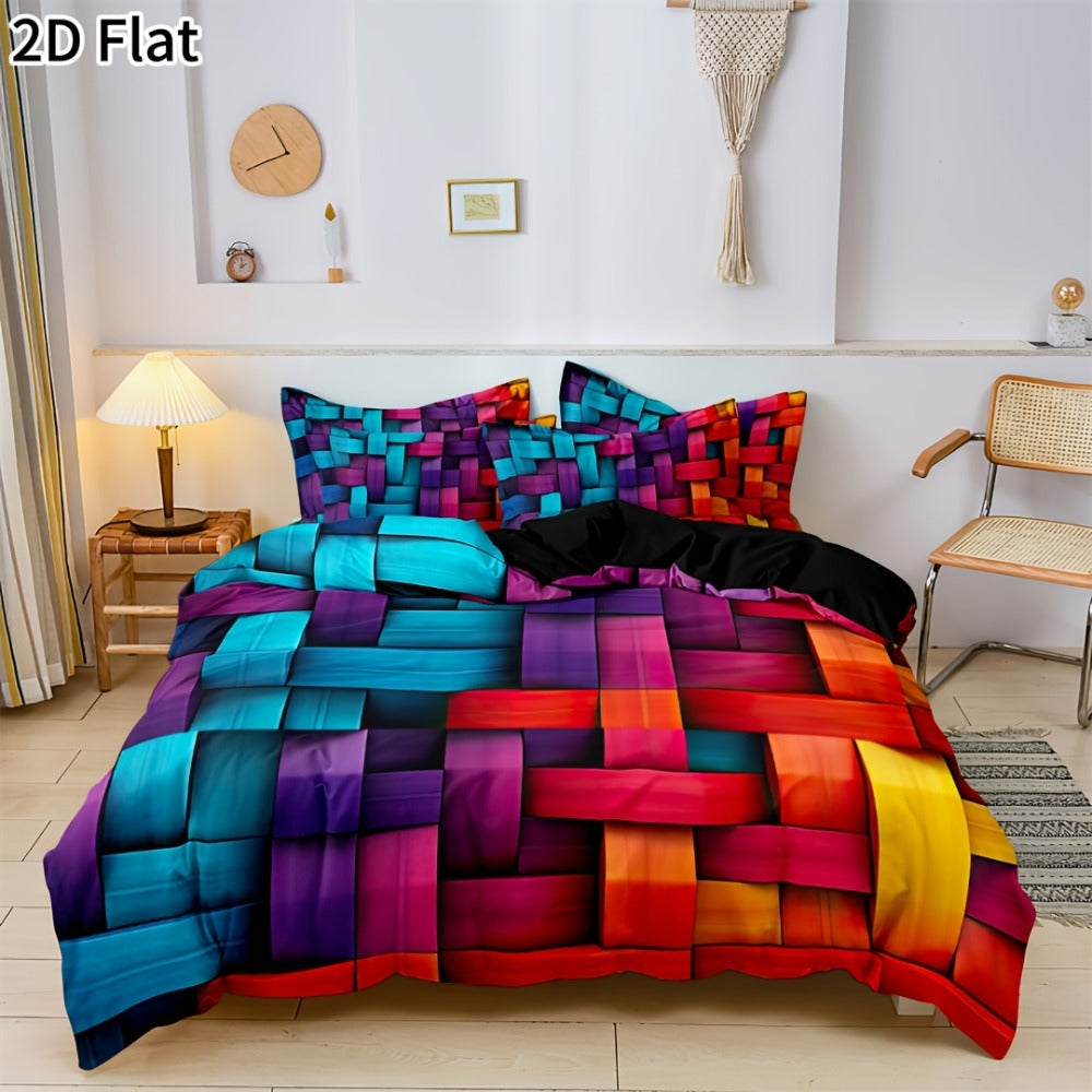 Gaming Plaid Duvet Cover Set – 3-Piece Printed Bedroom Bedding – additional product view 22
