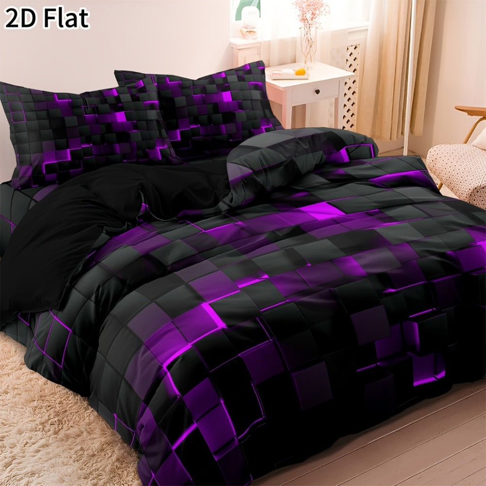 Gaming Plaid Duvet Cover Set – 3-Piece Printed Bedroom Bedding – additional product view 9