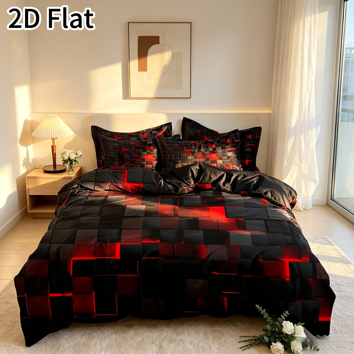 Geometric Plaid Duvet Cover Set – 3-Piece Printed Bedding – additional product view 19