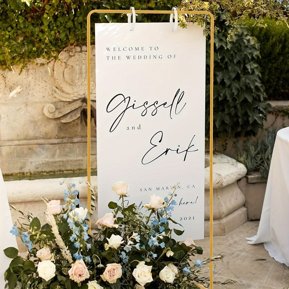 Golden Leather Heavy-Duty Wedding Sign Easel Stand - weddings, events – alternate design view