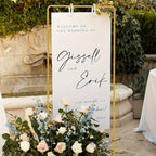 Golden Leather Heavy-Duty Wedding Sign Easel Stand - weddings, events – alternate design view