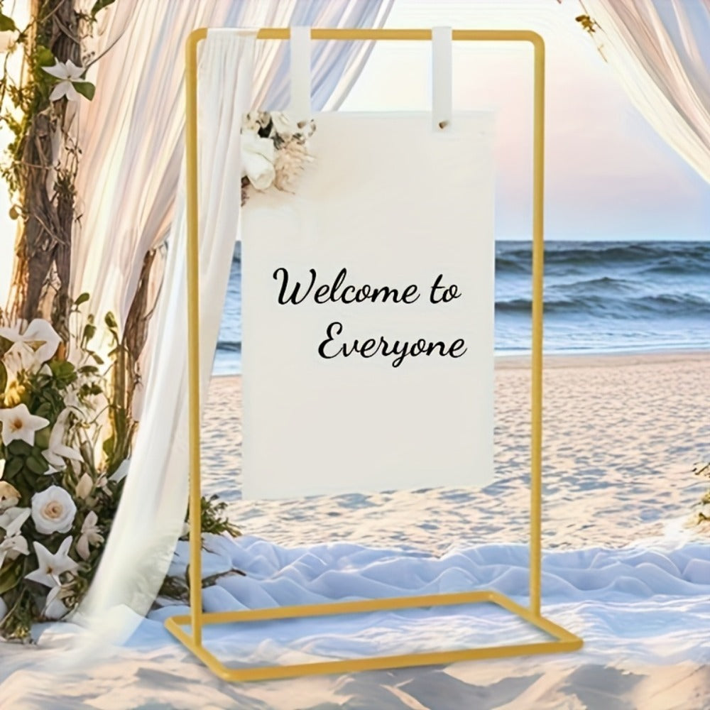 Golden Leather Heavy-Duty Wedding Sign Easel Stand - weddings, events – alternate product view