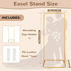Golden Leather Heavy-Duty Wedding Sign Easel Stand - weddings, events – design and construction details