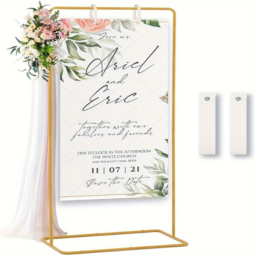 Golden Leather Heavy-Duty Wedding Sign Easel Stand - weddings, events – additional product view 10
