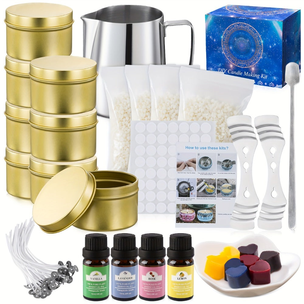 Golden Scented Candle Gift Set - home ambience, yoga and gifts – main product view