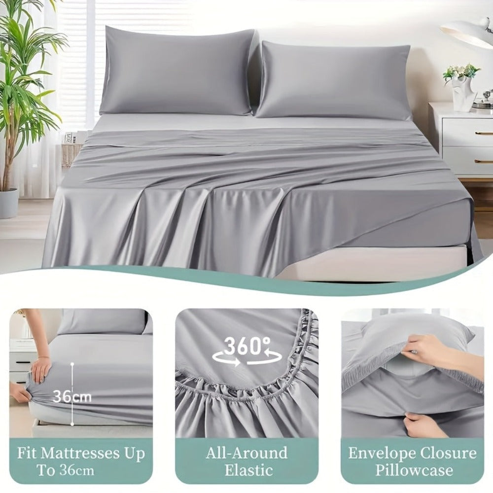 Hotel-Style Bed Sheet Set – Soft Deep-Pocket Bedroom Bedding – alternate product view