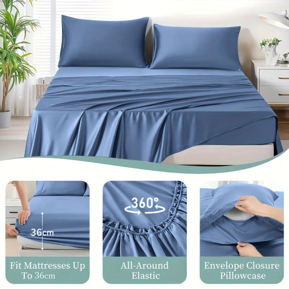 Hotel-Style Bed Sheet Set – Soft Deep-Pocket Bedroom Bedding – close-up product details