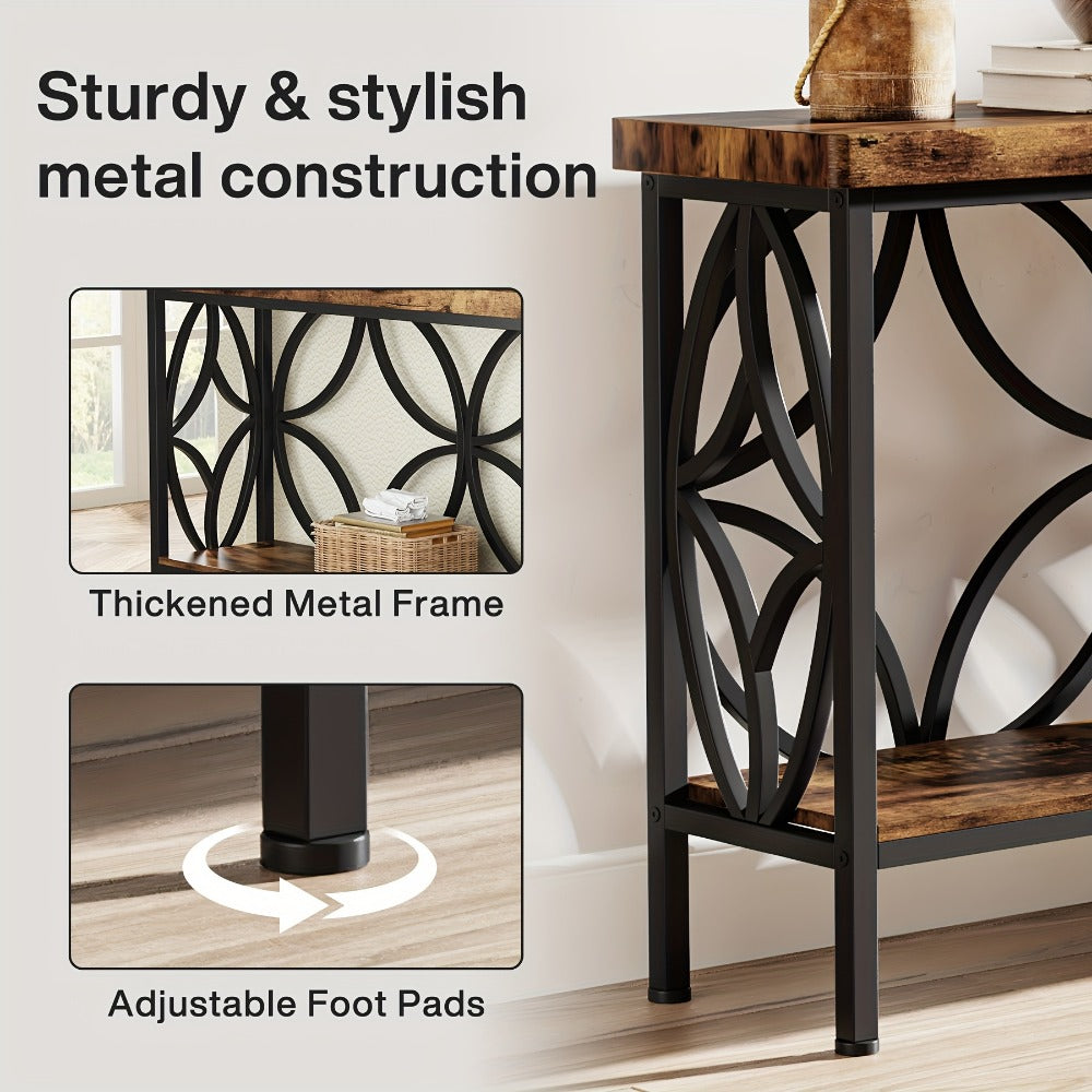 Inch Narrow Console Table – Entryway Storage & Sofa Display – product detail angle