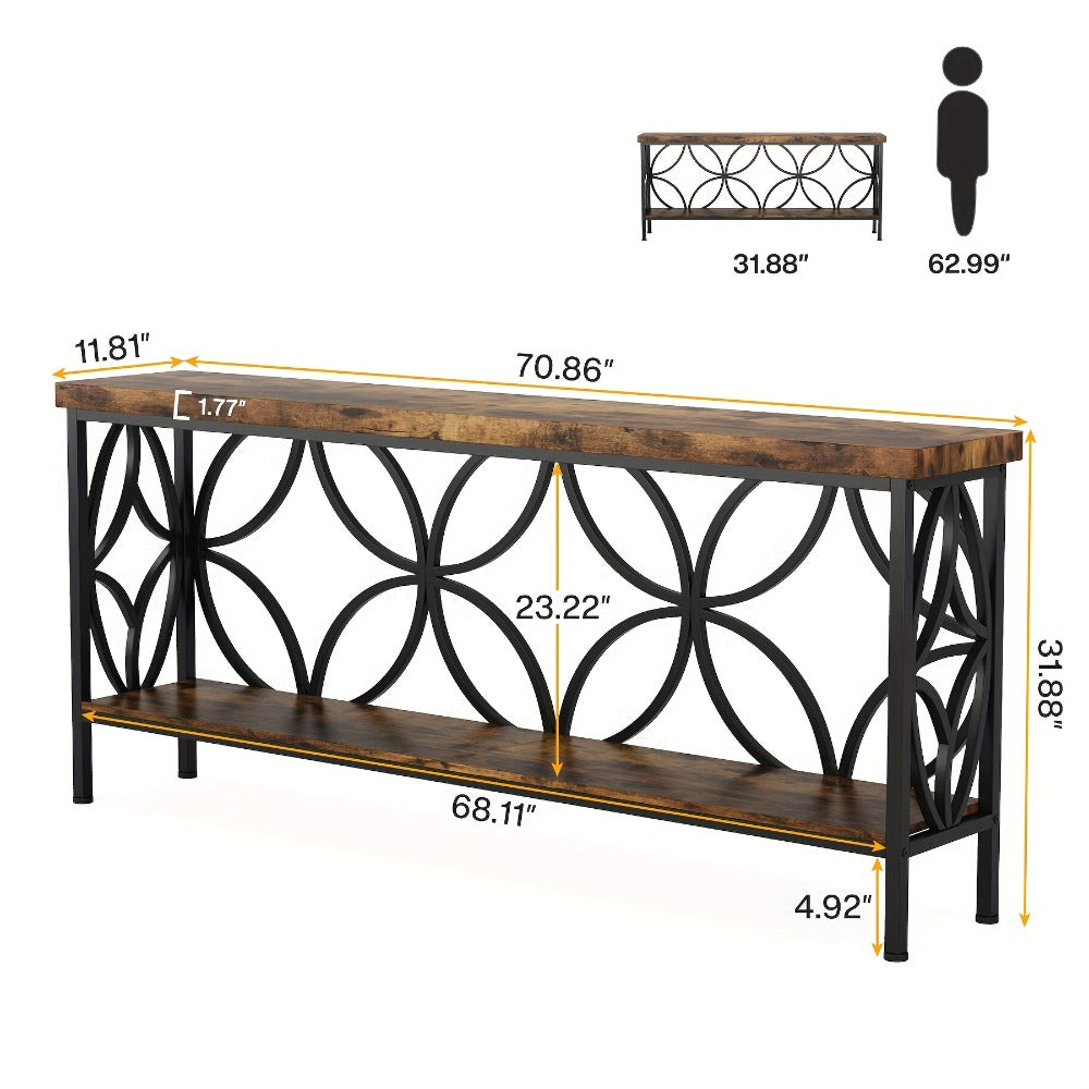 Inch Narrow Console Table – Entryway Storage & Sofa Display – close-up product details