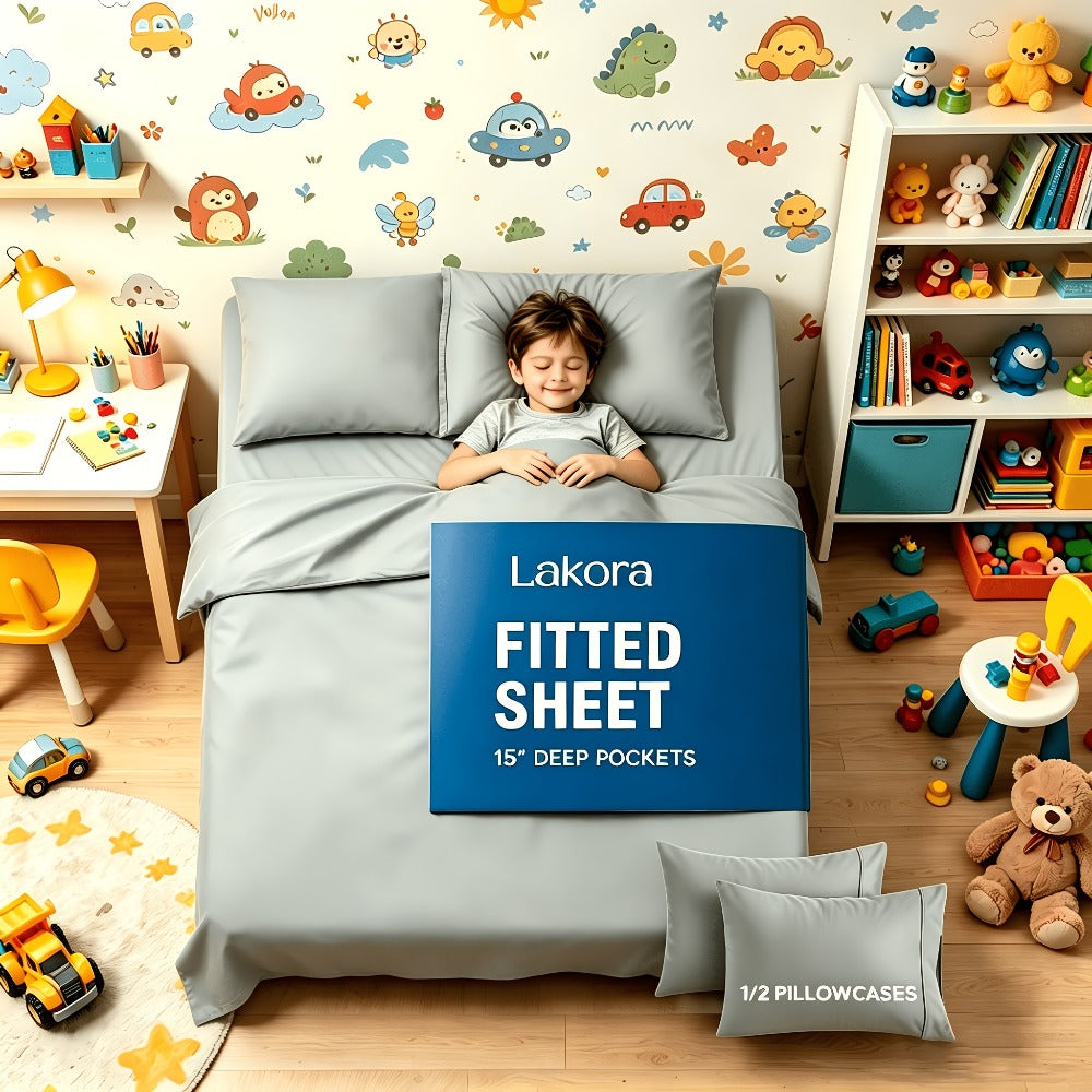 Kids Fitted Sheet Set – Breathable Deep-Pocket Bedroom Bedding – additional product view 11
