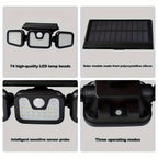 Multi-Pack 74 LED Solar Motion Sensor Street Light product detail 15