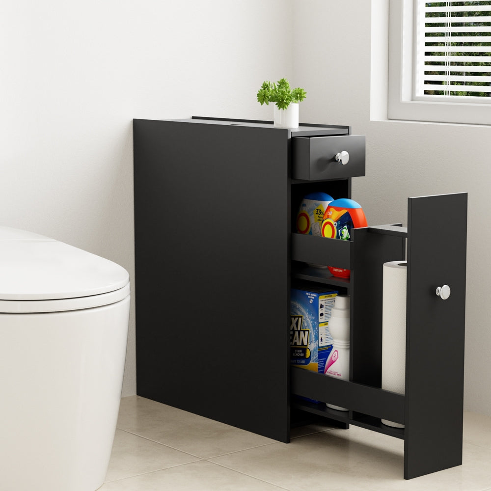 Narrow Black Bathroom Storage Cabinet product detail 2