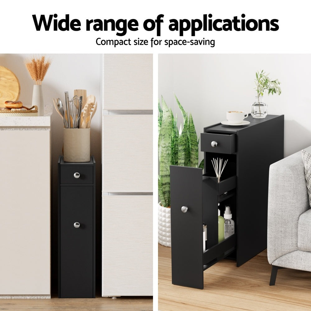 Narrow Black Bathroom Storage Cabinet for organised Australian homes