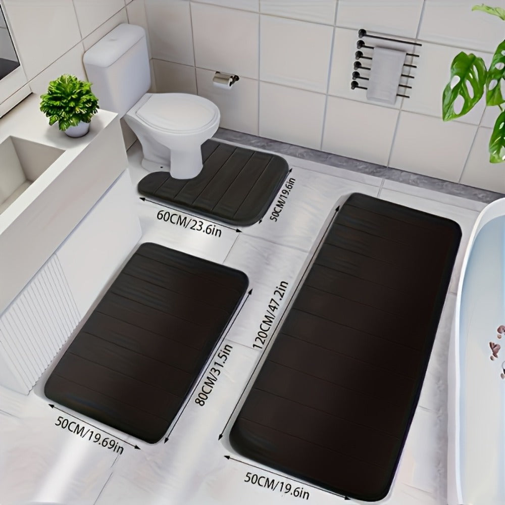 Non-Slip Absorbent Bathroom Mat Set - bathrooms, laundries and – close-up product details