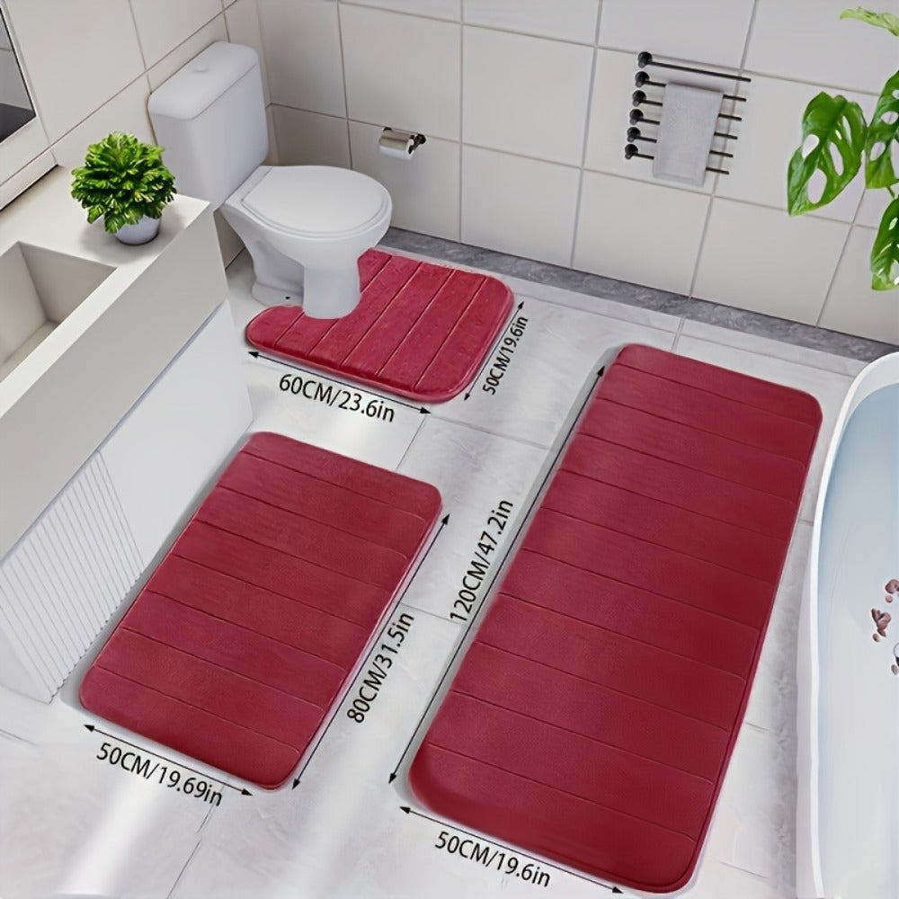 Non-Slip Absorbent Bathroom Mat Set - bathrooms, laundries and – main product view