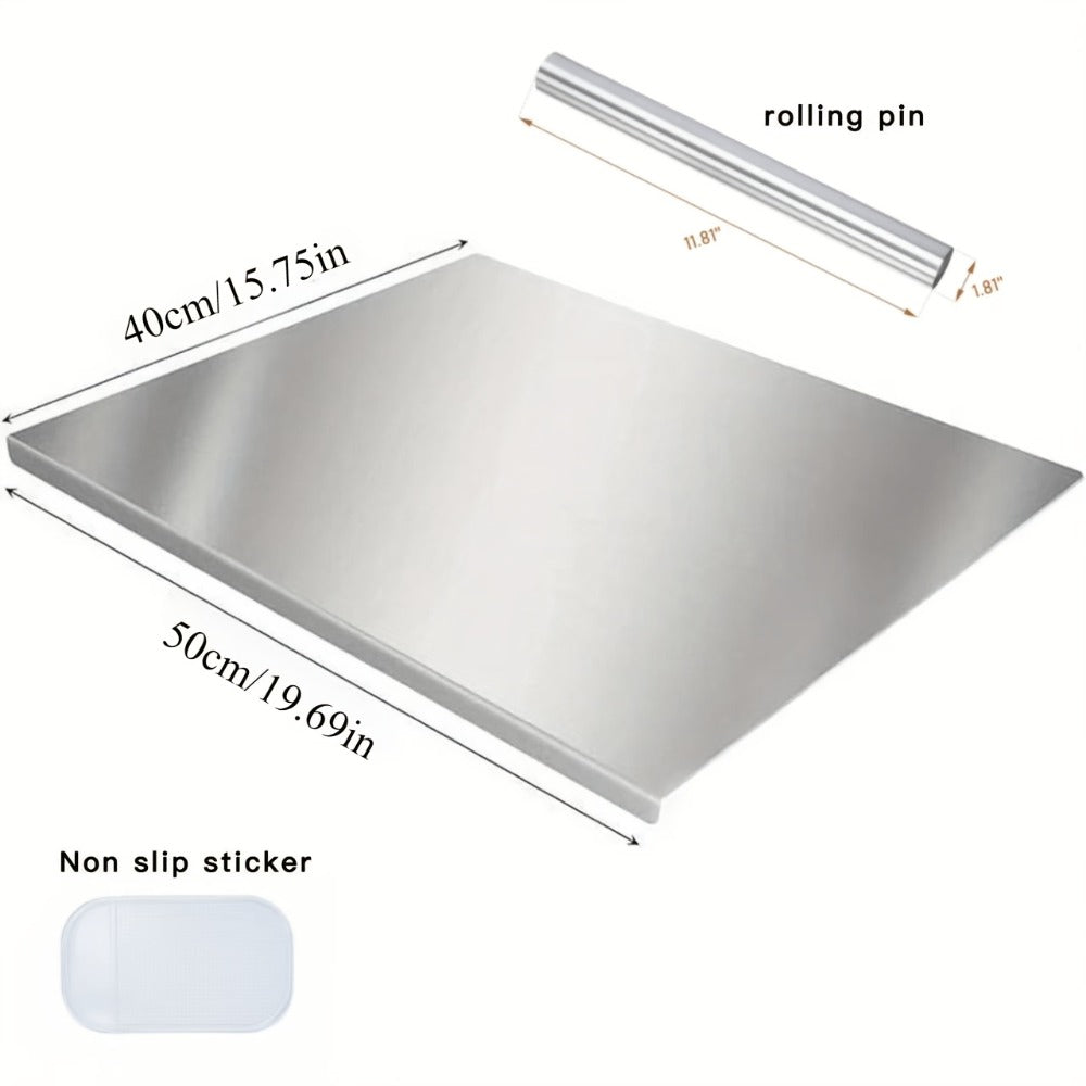 Non-Slip Extra-Large Stainless Steel Cutting Board - meat, vegetables – product detail angle