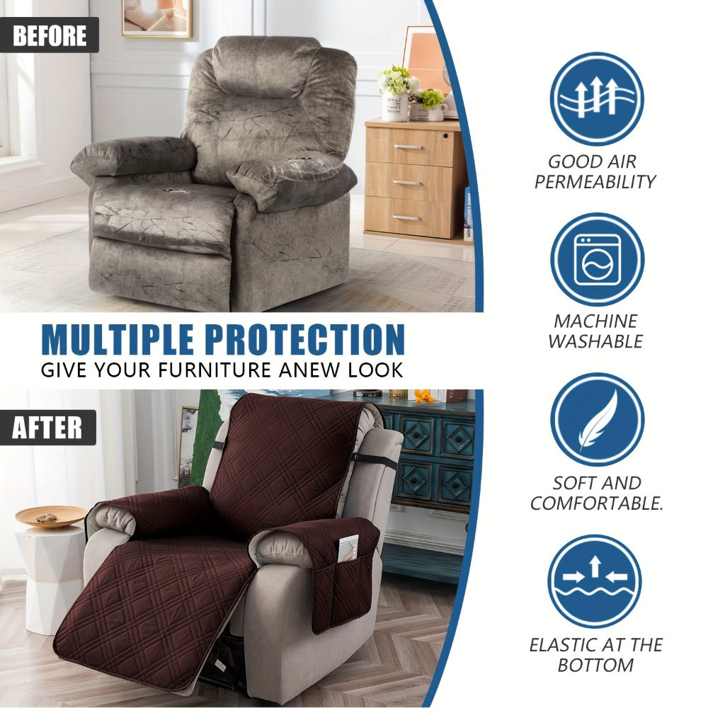 Non-Slip Recliner Chair Cover – Washable Protector with Pocket – additional product view