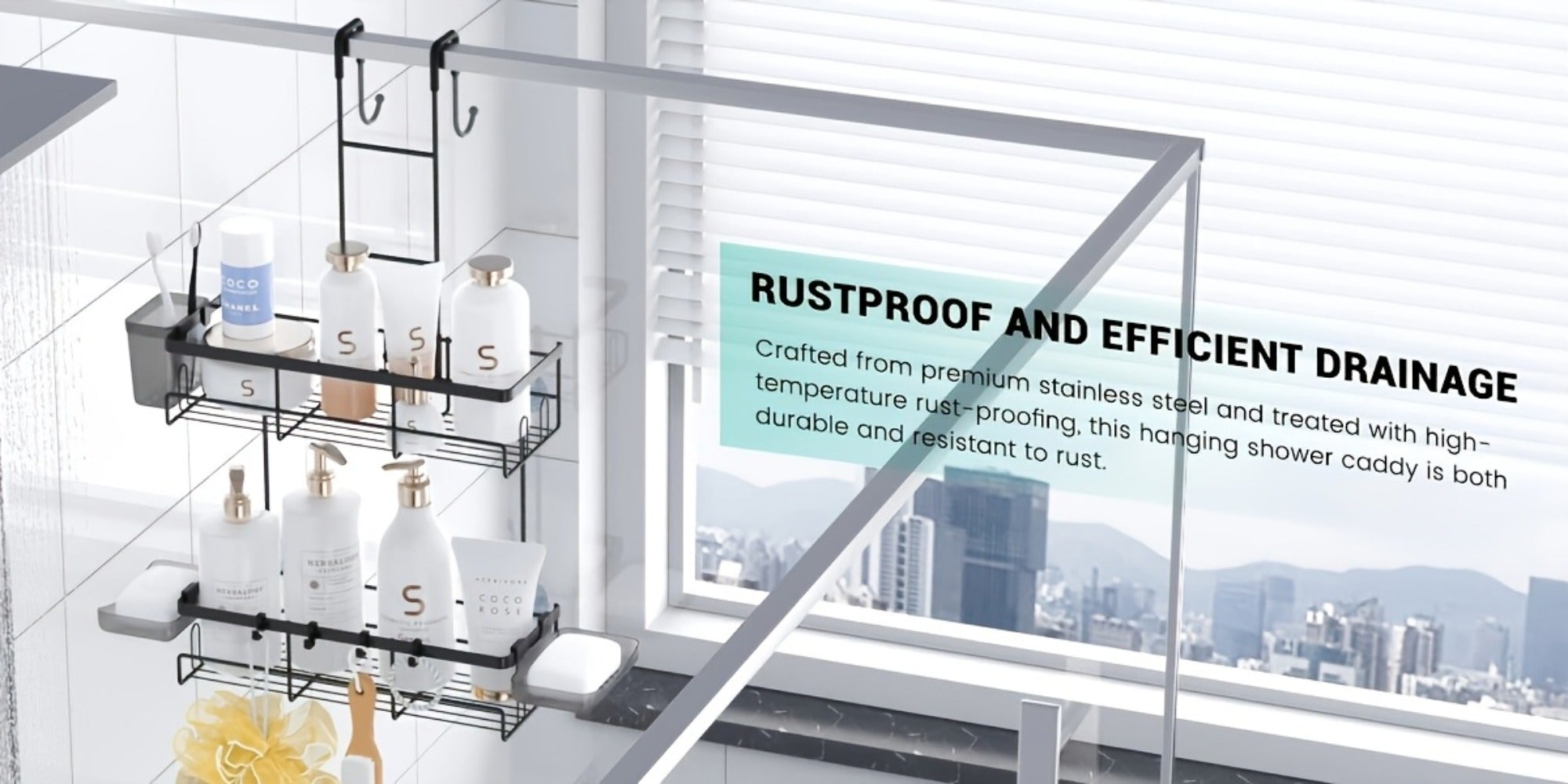 Over-the-Door Shower Caddy – Rustproof Bathroom Organiser – additional product view 16
