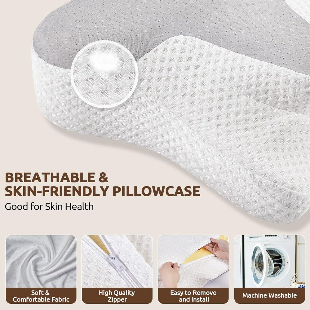 Portable Cooling Contour Memory Foam Pillow - bedrooms, travel and – product detail angle