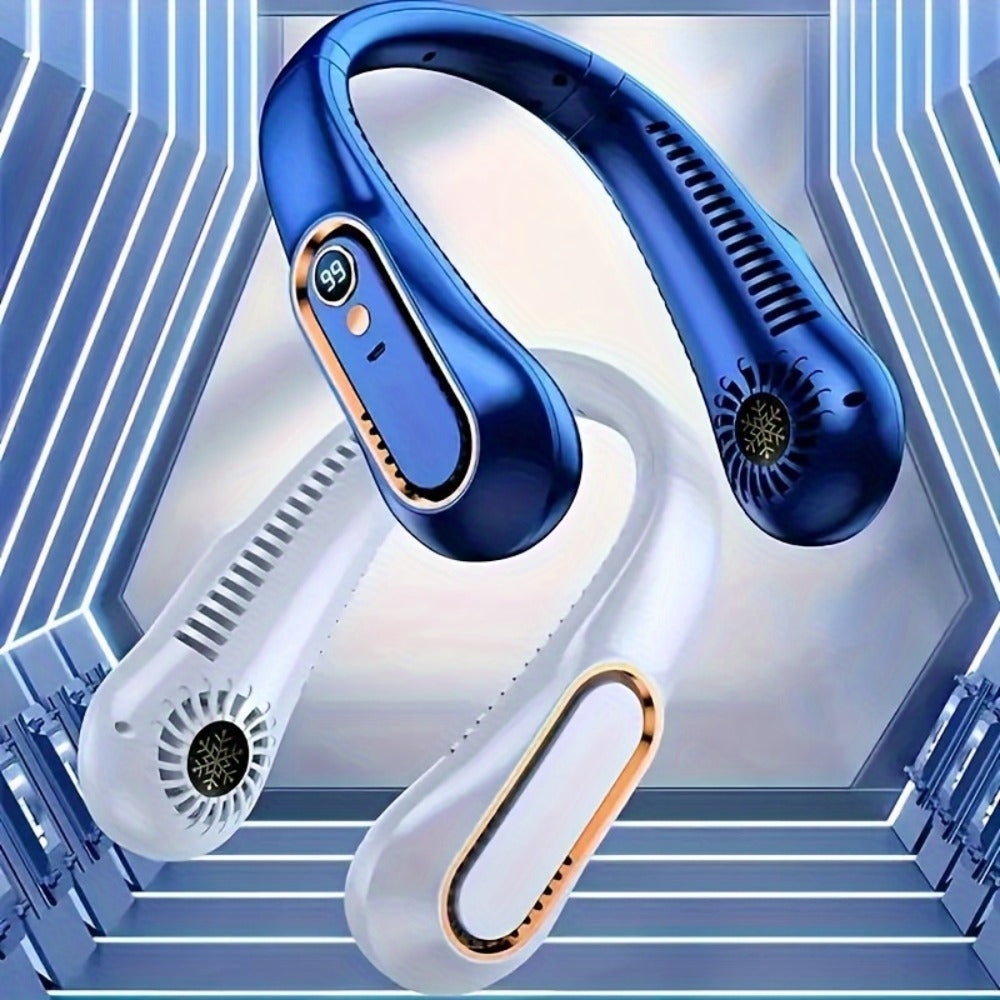 Portable Rechargeable Bladeless Neck Fan - travel, commuting and – product detail angle