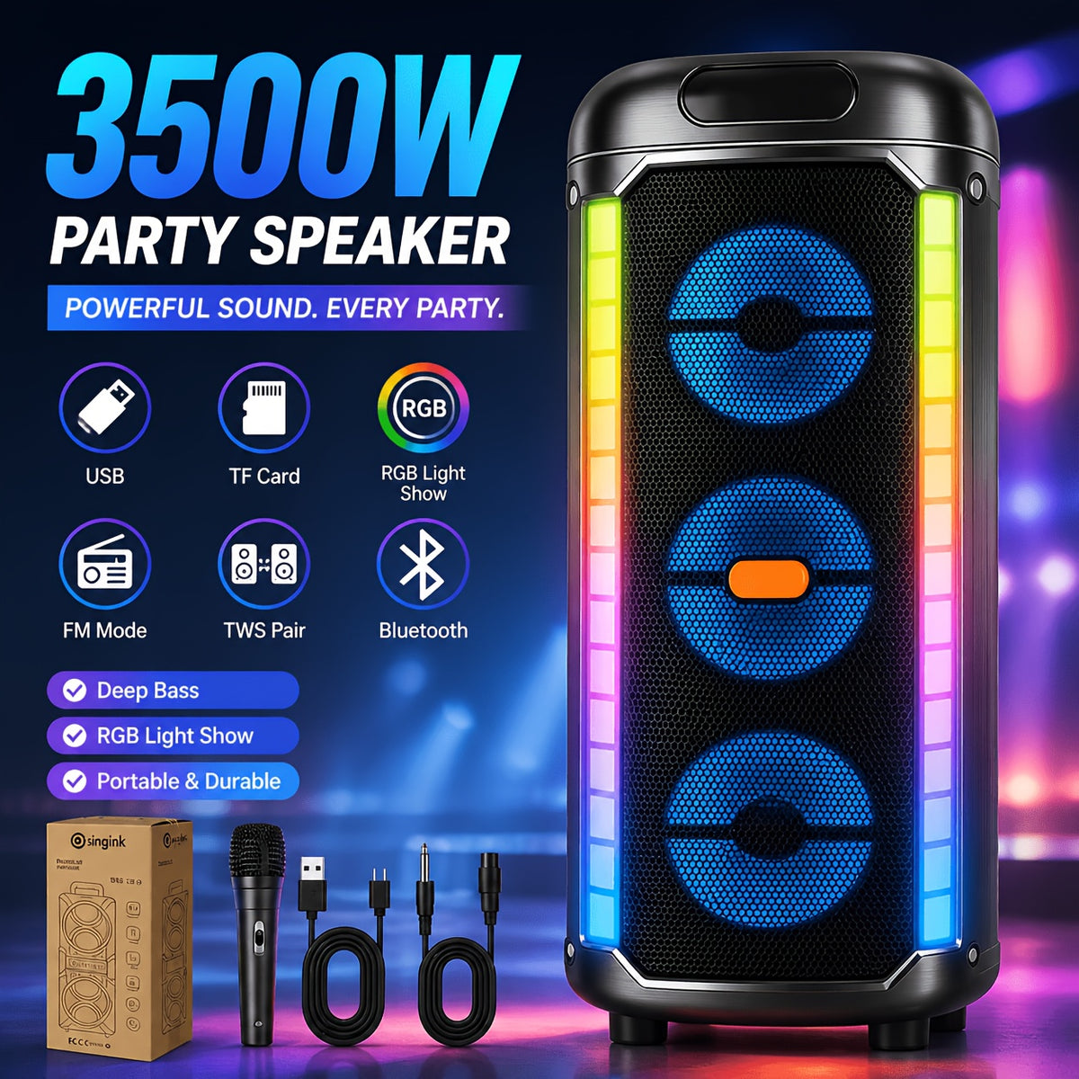 Portable Wireless Karaoke Speaker - home parties, camping and events – additional product view 23
