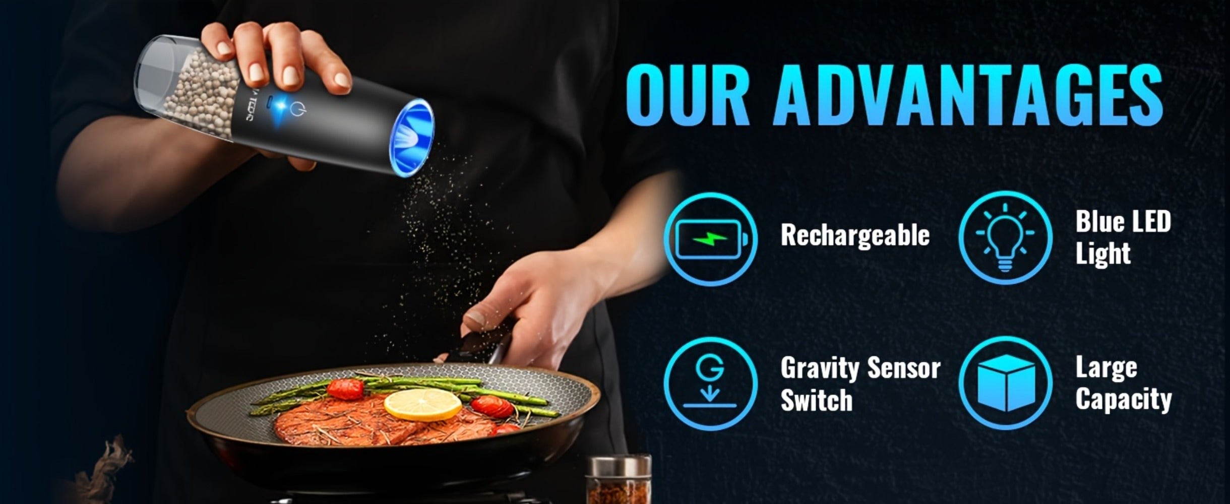 Battery-Powered Salt and Pepper Grinder Set detail view 12 for Australian shoppers