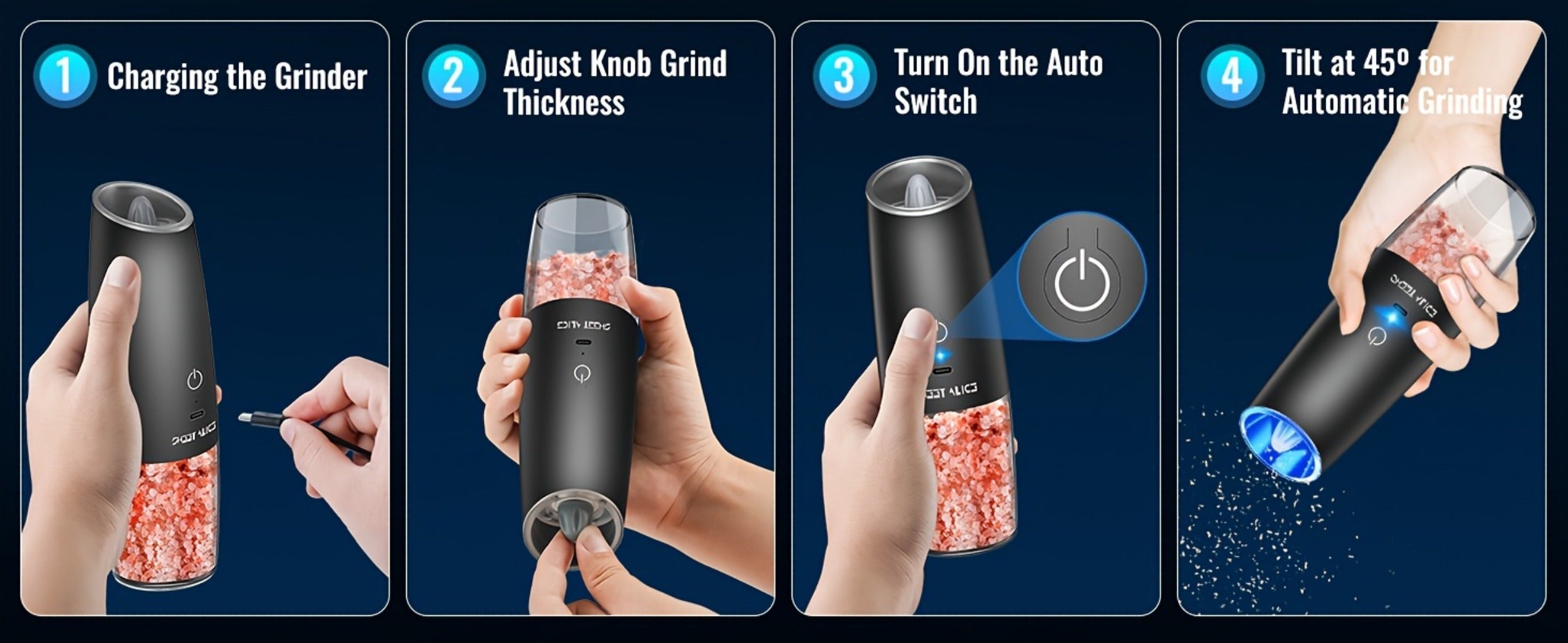 Battery-Powered Salt and Pepper Grinder Set detail view 14 for Australian shoppers