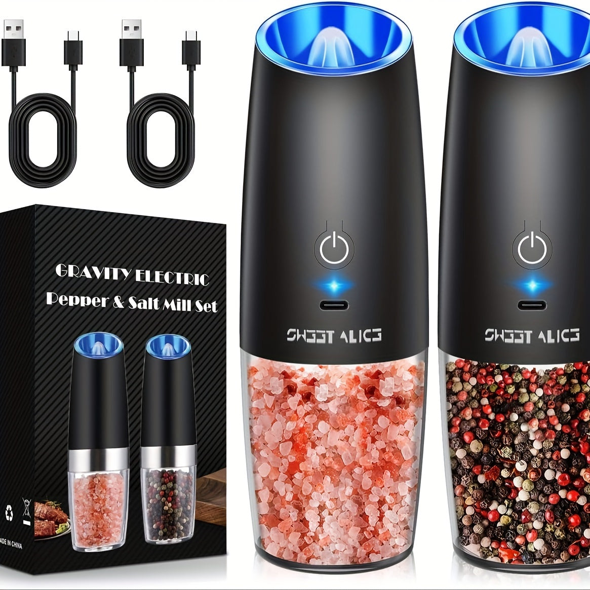 Battery-Powered Salt and Pepper Grinder Set detail view 16 for Australian shoppers