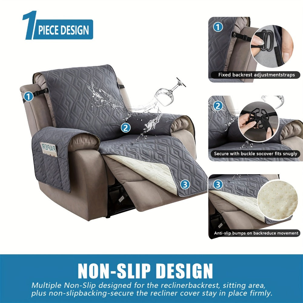 Recliner Chair Cover – Non-Slip Washable Furniture Protector – alternate design view