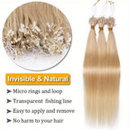 Remy Human Hair Micro Ring Hair Extension for Everyday Hair Styling – alternate product view