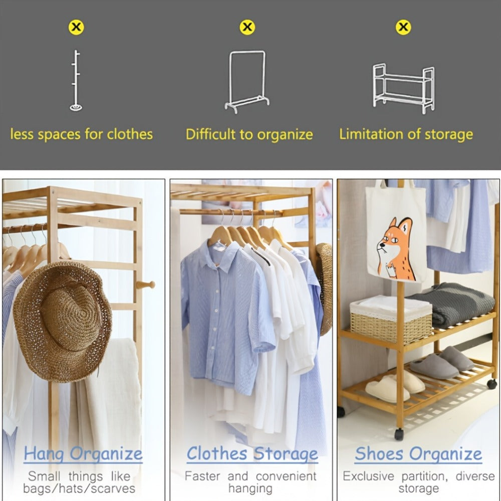 Rolling Bamboo Portable Fabric Wardrobe product detail 13