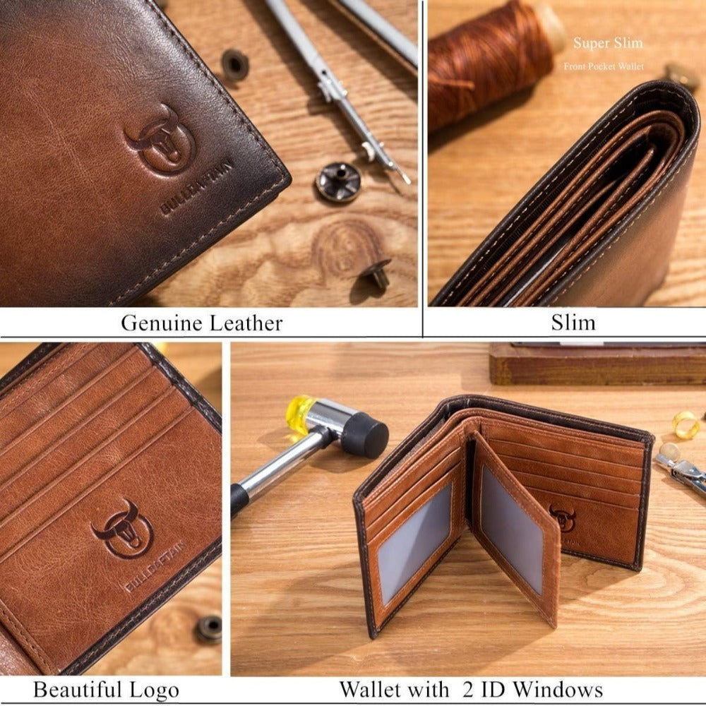 Slim RFID Leather Wallet for Men – Bifold with Dual ID Windows – additional product view