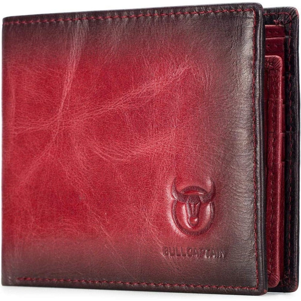 Slim RFID Leather Wallet for Men – Bifold with Dual ID Windows – product detail angle